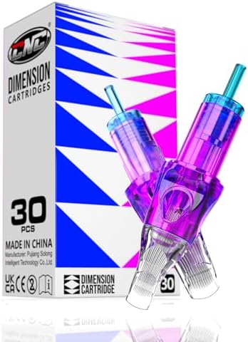 CNC Tattoo Cartridge Needles 30pcs Assorted Needle Round Magnum Cartridges #10 Bugpin 7RM 9RM 11RM 13RM 15RM #1209RM Mixed for Tattooing Supplies EN04B-30KIT-G