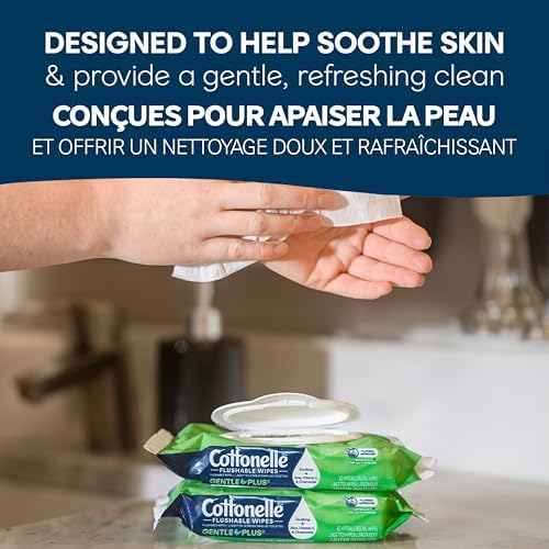 Cottonelle GentlePlus Flushable Wet Wipes With Aloe & Vitamin E - 2 Flip-Top Packs 84 Total Flushable Wipes
