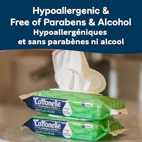 Cottonelle GentlePlus Flushable Wet Wipes With Aloe & Vitamin E - 2 Flip-Top Packs 84 Total Flushable Wipes