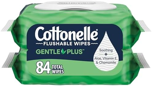 Cottonelle GentlePlus Flushable Wet Wipes with Aloe & Vitamin E - 2 Flip-Top Packs 84 Total Flushable Wipes