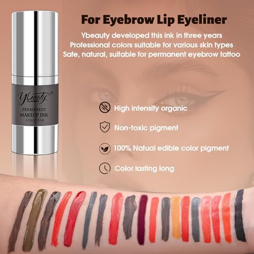 Dark Brown Eyebrow Tattoo Ink For Microblading Semi-Permanent Natural Makeup Pigment For Eyebrows Machine Professional Eyebrow Ink For Artists Beginners 0.5oz/15ml (1PC Dark Brown Ink)