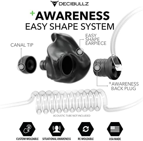Decibullz - Custom Molded Security Radio Adapters Thermo-Fit Earpieces Designed For Clear Acoustic Tube Radios