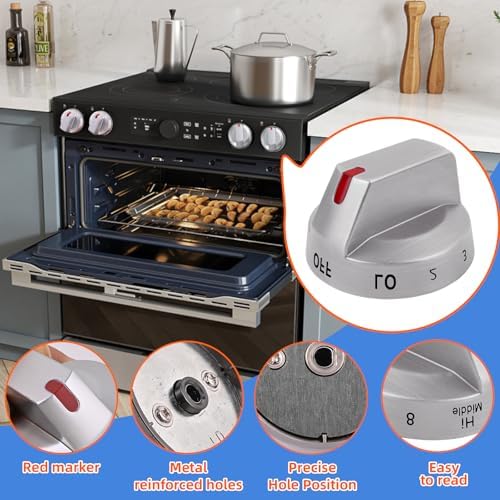 DG94-03500A/Z 4Pcs DG94-03500V DG94-03500W Compatible Replacement Knob For Samsung Electric Stove Models NE63T8111SS/AA NE63T8311SS/AA NE63T8751SS/AA NE63T8711SS/AA