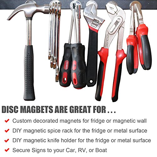 DIYMAG Powerful Neodymium Disc Magnets With Double-Sided Adhesive Strong Permanent Rare Earth Magnet For Fridge DIY Building Scientific Craft And Office 1.26 Inch Diameter Pack Of 6