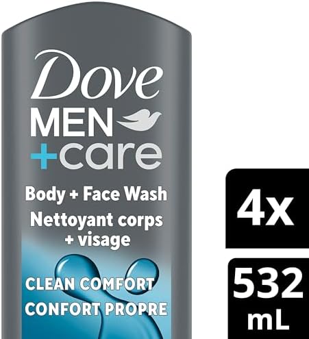 Dove Men+Care Body And Face Wash With 24-hour Nourishing Micromoisture Clean Comfort Men's Body Wash 532mL Pack Of 4