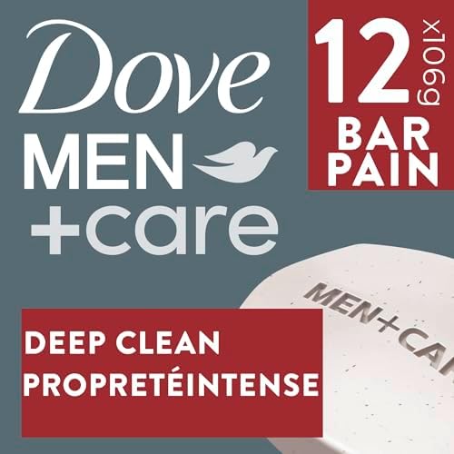Dove Men+Care Hand & Body + Face + Exfoliation Bar Soap Deep Clean Soap Bar With ¼ Moisturizing Cream 106g (Pack Of 12 Bars)