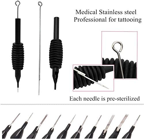 Dragonhawk 60 Counts Black Disposable Tattoo Tubes With Matching Assorted Pre-sterilized Tattoo Needles