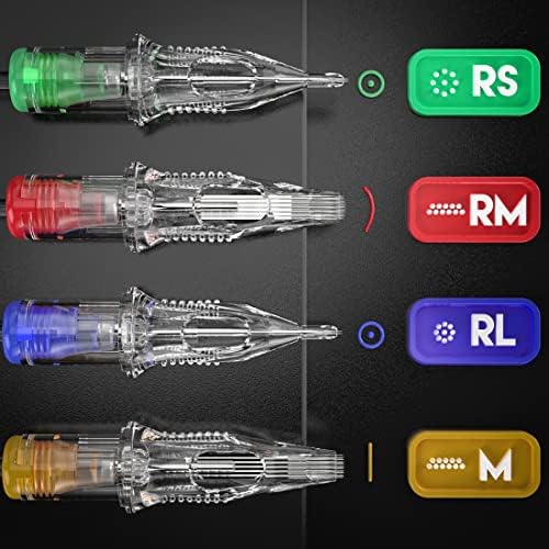Dragonhawk Extreme Assorted Tattoo Needles Cartridges - 50PCS Disposable Professional Needles 3RL 5RL 7RL 9RL 11RL Round Liner #12 Mixed Sizes For Tattoo Artists