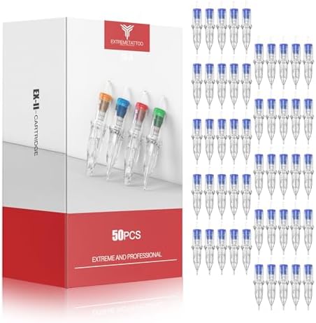 Dragonhawk Extreme Assorted Tattoo Needles Cartridges - 50PCS Disposable Professional Needles 3RL 5RL 7RL 9RL 11RL Round Liner #12 Mixed Sizes for Tattoo Artists