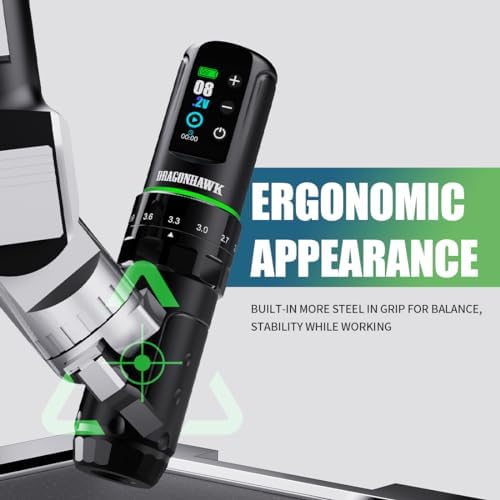 Dragonhawk L3 Cordless/Cord Tattoo Gun Rotary Pen Machine Powerful Mcore-L Tattoo Motor Smart Display 2 000mAh Battery Power Supply 7 Strokes Length For Pro Artists