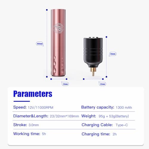 Dragonhawk S6 Pro Tattoo Pen Kit Rotary Tattoo Machine Mcore-A Motor Tattoo Cartridges Needles Supply Kits For General Artists