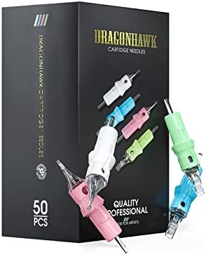 Dragonhawk Tattoo Cartridges Needles for Studio Artists Disposable Standard Tattoo Needles Kit by Dragonhawklabs 50Pcs Mixed Sizes 1207RM 1209RM 1201RL 1203RL 1205RL