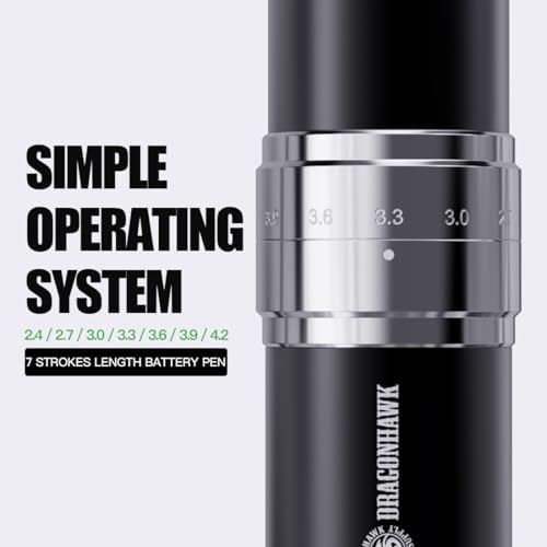 Dragonhawk Wireless Tattoo Gun Kit - Pro Rotary Tattoo Machine With 7 Strokes Length 20 Cartridges Needles Practice Skin Black Tattoo Inks For Beginners