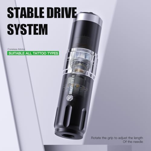 Dragonhawk Wireless Tattoo Gun Kit - Pro Rotary Tattoo Machine With 7 Strokes Length 20 Cartridges Needles Practice Skin Black Tattoo Inks For Beginners