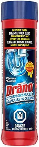 Drano Professional Strength Drain Clog Remover Crystals Fills Pipes to Unclog Kitchen and Bathroom Sinks Removes Food Grease Soap Scum and More 500g
