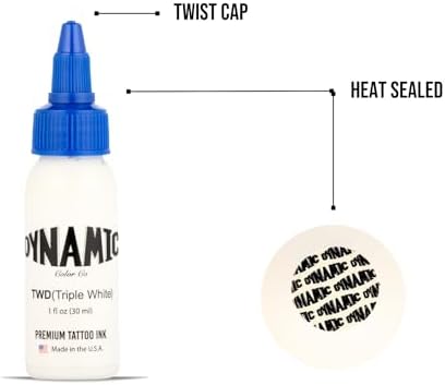 Dynamic Color Co- Triple White Tattoo Ink Sterilized Made In USA - Premium Quality Pigment For Vivid And Long-Lasting Results Not Tested On Animals (1 Oz Bottle)