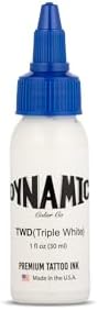 Dynamic Color Co- Triple White Tattoo Ink Sterilized Made in USA - Premium Quality Pigment for Vivid and Long-Lasting Results Not Tested on Animals (1 oz Bottle)