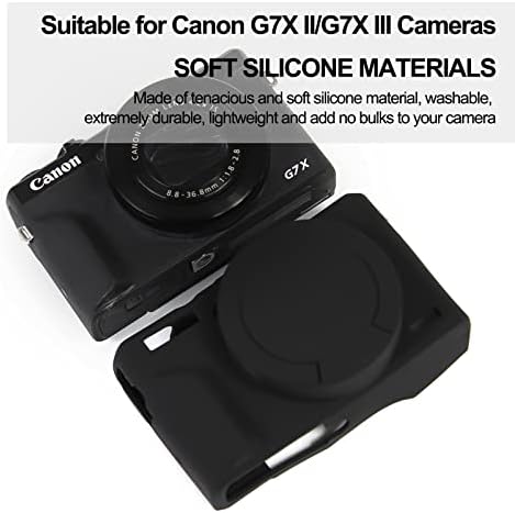 Easy Hood Case For Canon Powershot G7 X Mark III Digital Camera Soft Silicone Protective Cover With Removable Lens Cover For Canon Powershot G7X Mark III DSLR Camera (Black)