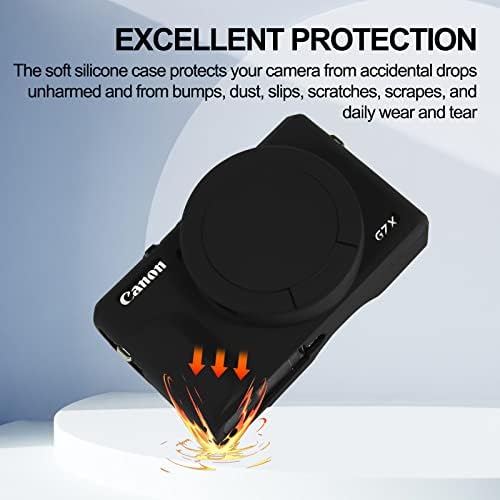 Easy Hood Case For Canon Powershot G7 X Mark III Digital Camera Soft Silicone Protective Cover With Removable Lens Cover For Canon Powershot G7X Mark III DSLR Camera (Black)