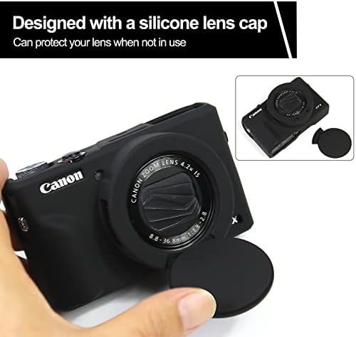Easy Hood Case For Canon Powershot G7 X Mark III Digital Camera Soft Silicone Protective Cover With Removable Lens Cover For Canon Powershot G7X Mark III DSLR Camera (Black)