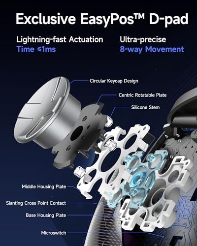 EasySMX D10 Wireless PC Controller – TMR Joysticks Dual-Mode Triggers Mechanical Keys 1000Hz Polling RGB – Bluetooth Gaming Controller For PC/Switch/Switch 2/iOS/Android TV With Charging Dock