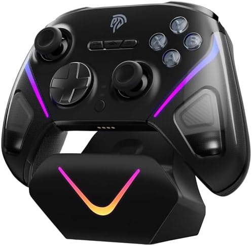 EasySMX D10 Wireless PC Controller – TMR Joysticks Dual-Mode Triggers Mechanical Keys 1000Hz Polling RGB – Bluetooth Gaming Controller for PC/Switch/Switch 2/iOS/Android TV with Charging Dock