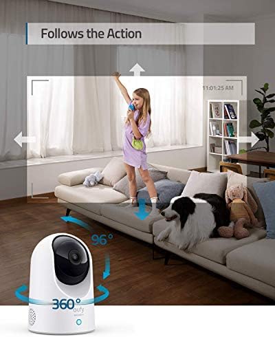 Eufy Security 2K Indoor Cam Pan & Tilt Home Security Indoor Camera Human And Pet AI Works With Voice Assistants Motion Tracking Night Vision MicroSD Card Required HomeBase Not Required (Renewed)