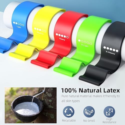 Exercise Bands - Basic Resistance Bands For Exercise Exercise Bands Resistance Bands Set With 5 Strengths For Exercise & Rehab Elastic Bands For Home Gym Workouts Mini Loop Band Set Of 5