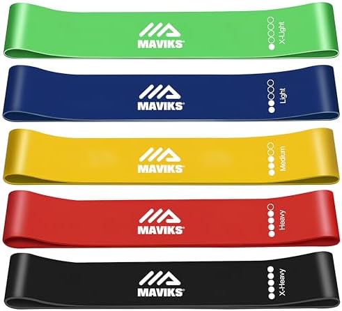 Exercise Bands Resistance Bands For Working Out Set Of 5 Bands Elastic Resistance Loop Bands For Physical Therapy Pilates Yoga Stretching Home Fitness With Guide And Carry Bag