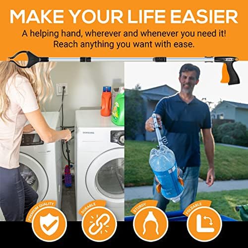 EZPIK® PRO 36" Long Reach Grabber Tool For Elderly - 90 Cm Folding Magnetic Pick Up Stick - Grabber Stick For Disabled With Rotating Head