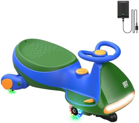 FanttikRide N7 Pro Electric Wiggle Car with Pedal Rechargeable Battery CyberWiggle 2 in 1 Swing Car 2 Speed Anti-Rollover Flashing Wheels Bluetooth for Ages 3 and Up 150 Lbs Green