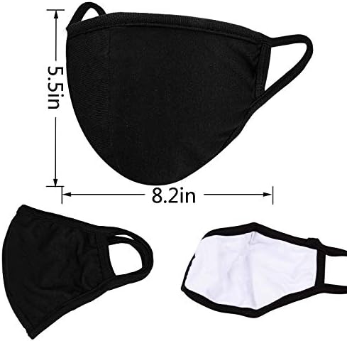 Fecedy 8pcs/Pack Black Face Mask Windproof Dustproof Face Masks Breathable Reusable Washed For Outdoor Sport Half Face Earloop Cotton Face Masks (Black)