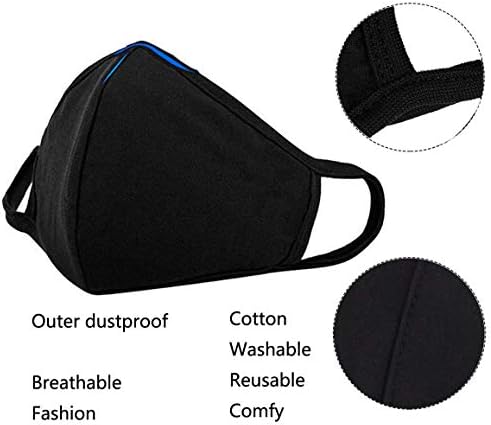 Fecedy 8pcs/Pack Black Face Mask Windproof Dustproof Face Masks Breathable Reusable Washed For Outdoor Sport Half Face Earloop Cotton Face Masks (Black)