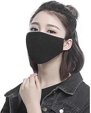 Fecedy 8pcs/Pack Black Face Mask Windproof Dustproof Face Masks Breathable Reusable Washed For Outdoor Sport Half Face Earloop Cotton Face Masks (Black)
