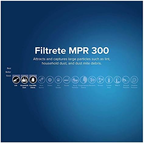 Filtrete 16x25x1 Furnace Filter MPR 300 MERV 5 Clean Living Basic Dust 3-Month Pleated 1-Inch Air Filters 6 Filters