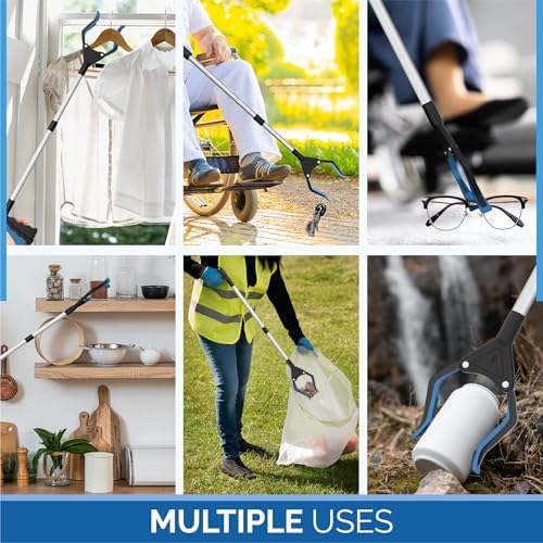 FitPlus PowerGrip T9 Grabber Tool Wide Jaw Foldable Steel Cable With 96 Grip Points For Firm Grip 32" With Magnet