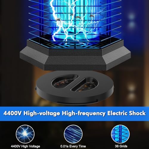 Fiveye Bug Zapper Outdoor Indoor Electric Mosquito Zapper With 18W Power & 4400V High-Voltage Coverage Of 1/2 Acre 5ft Power Cord 3 Prong Plug Waterproof Fly Trap For Patio Backyard Garden