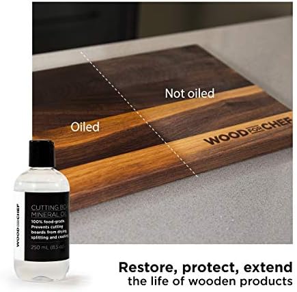 Food Grade Mineral Oil For Cutting Board (250ml) - Butcher Block Oil & Conditioner Countertops And Wood Utensils - Food Safe Certified NSF And FDA - Made In Canada