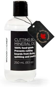 Food Grade Mineral Oil for Cutting Board (250ml) - Butcher Block Oil & Conditioner Countertops and Wood Utensils - Food Safe Certified NSF and FDA - Made in Canada