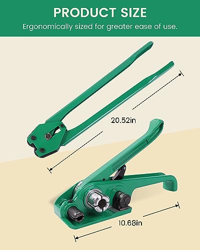 FoundGo PET Banding Strap Kit Heavy Duty Pallet Package Strap Tool > 1500 Lbs 5/8" X 1000 Feet PET Strap Roll & Unique Drawer Box 100 Corner Protectors 300 Seals