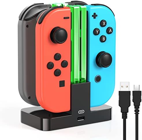 FYOUNG Controller Charger Dock Compatible with Nintendo Switch/Switch OLED for Joycons Charging Stand Station Compatible with Switch/OLED Controller Accessories with a USB Type-C Charging Cord