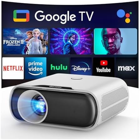 GoogIe TV Projector 4K Supported Goiaey C26 Mini Smart Projector Built-in Official Streaming Apps WiFi Cast GoogIe Voice Native 1080P Portable Projector for Outdoor Movie/Home Theater