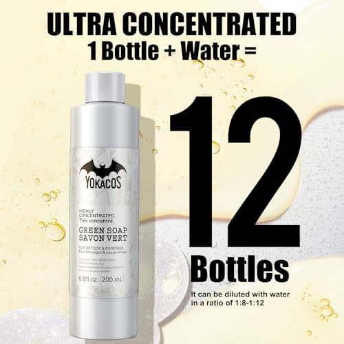 Green Soap For Tattoo Piercing Aftercare Green Soap Cleanser High Concentration Foam/Spray Fluid Supplies Before During And After Tattooing Tattoo Supplies For Artists And Personal Use 6.8 Fl.oz