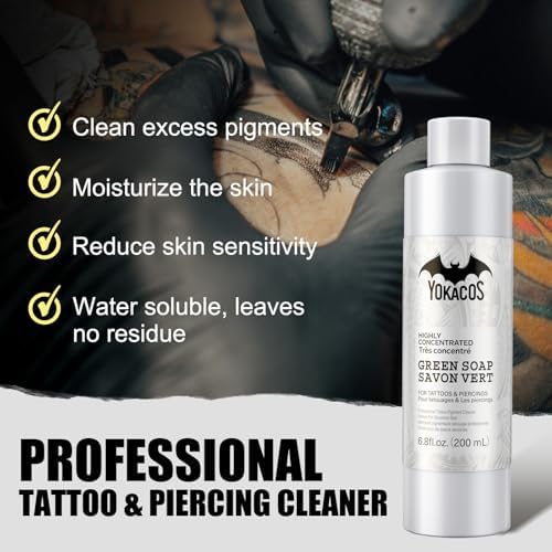Green Soap For Tattoo Piercing Aftercare Green Soap Cleanser High Concentration Foam/Spray Fluid Supplies Before During And After Tattooing Tattoo Supplies For Artists And Personal Use 6.8 Fl.oz