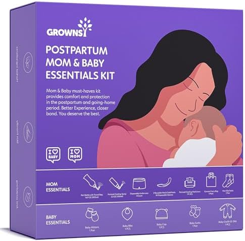 Grownsy Postpartum Mom & Baby Essential Kits Postpartum Recovery Kit for Labor &Delivery with Hospital Essentials for Women After Birth with PERI Bottle Herbal Cooling Spray Herbal Cooling Liner Grownsy Postpartum Mom & Baby Essential Kits Postpartum Recovery Kit for Labor &Delivery with Hospital Essentials for Women After Birth with PERI Bottle Herbal Cooling Spray Herbal Cooling Liner