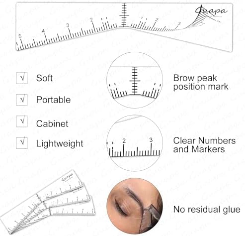 Guapa Eyebrow Ruler Stencils Mapping Brow Tools Microblading Stickers Permanmemt Makeup Eyebrow Shaping Kit Self Adhesive Measurement Ruler For Tattoo Supplies