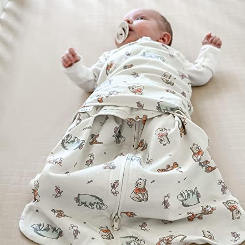 HALO Disney 100% Cotton Sleepsack Swaddle 3-Way Adjustable Wearable Blanket TOG 1.5 Winnie Frolic Small 3-6 Months