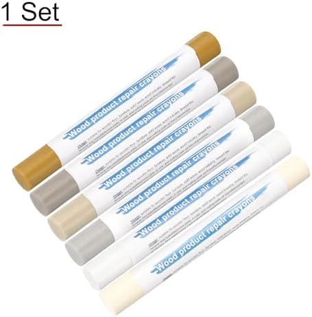 HARFINGTON Wood Filler Sticks 6 Colors Wooden Wax Touch Up Furniture Repair Crayons For Scratches Scuffs Cracks Nail Holes Cover Ups On Floor Tables Doors Frames Cabinets White Series