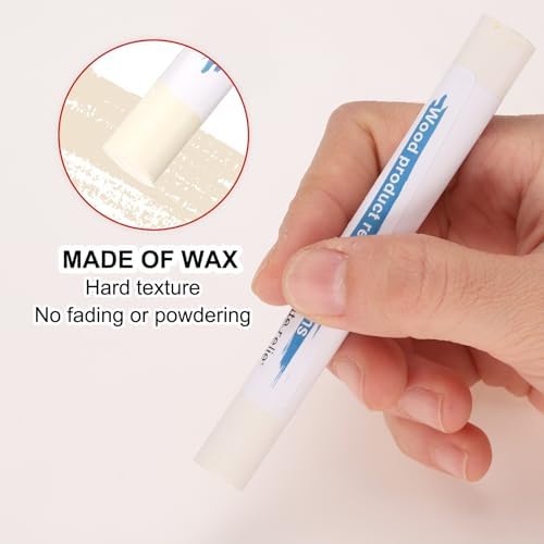HARFINGTON Wood Filler Sticks 6 Colors Wooden Wax Touch Up Furniture Repair Crayons For Scratches Scuffs Cracks Nail Holes Cover Ups On Floor Tables Doors Frames Cabinets White Series