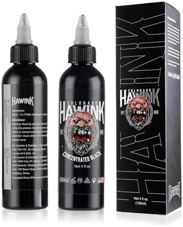 HAWINK Black Tattoo Ink Professional 4oz(120ml) Vegan-Friendly USA Standard Pigment Tattoo Ink Supplies Concentrated Black TI203-120-002